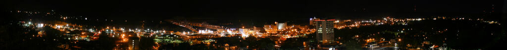 Panoramic view at night from the upper level of Ashland Cliffside